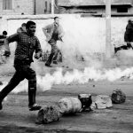 Protestors clash with riot police in Mahalla City about 110 km (68miles) north of Cairo, April 7, 2008.